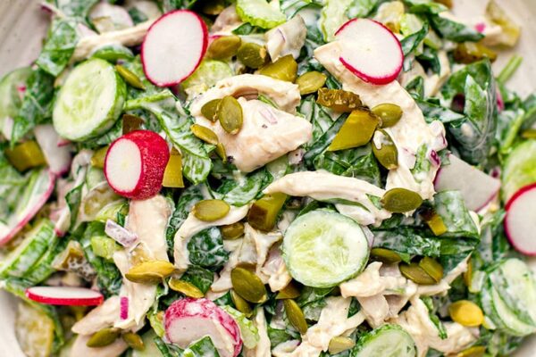 Rotisserie Chicken & Spinach Salad With Creamy Dressing