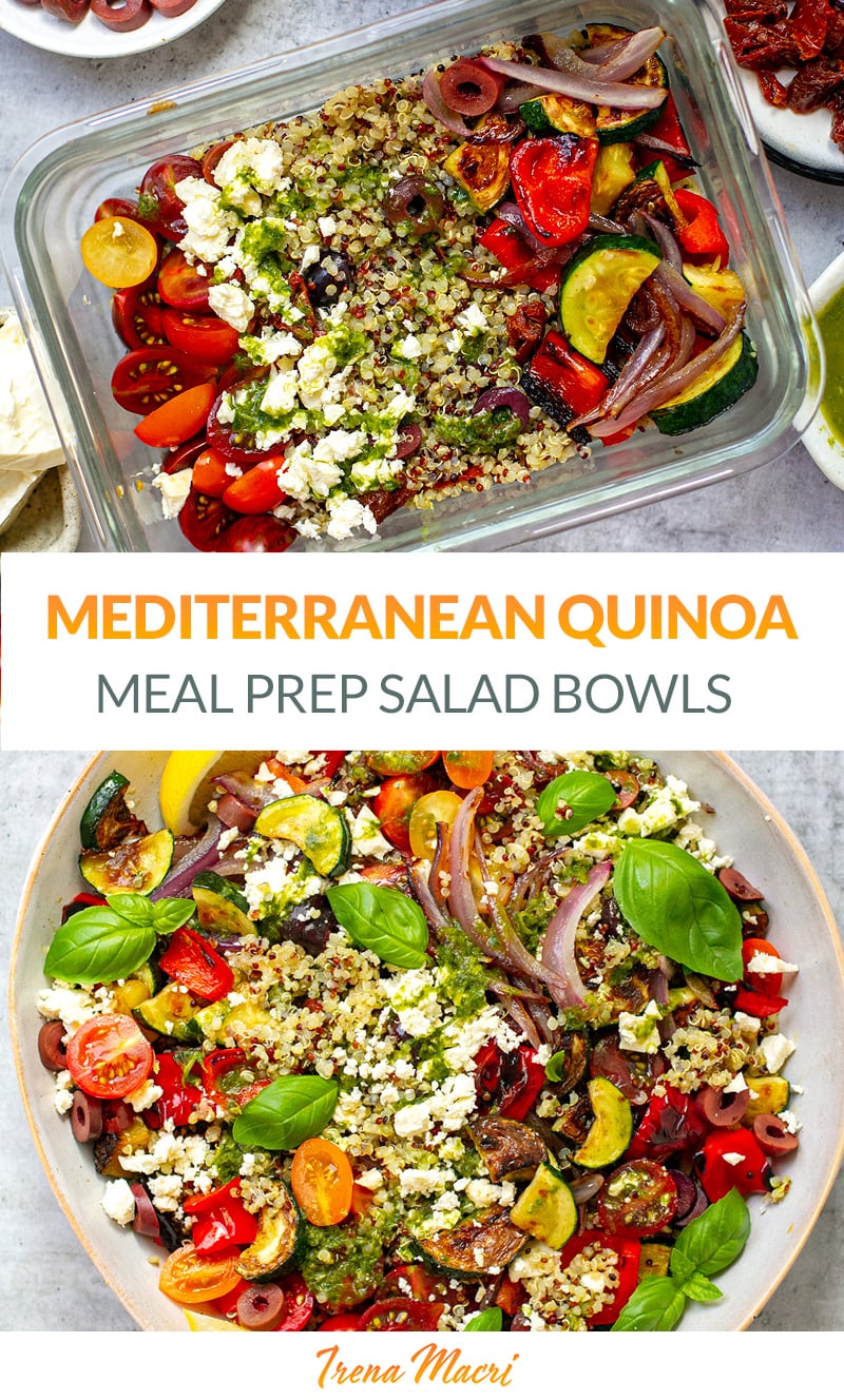 Ensaladeras mediterráneas preparadas con quinoa