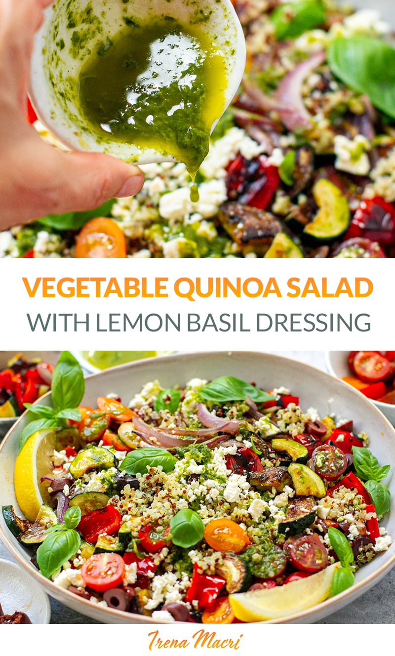 Salade de quinoa aux légumes grillés et vinaigrette citronnée au basilic