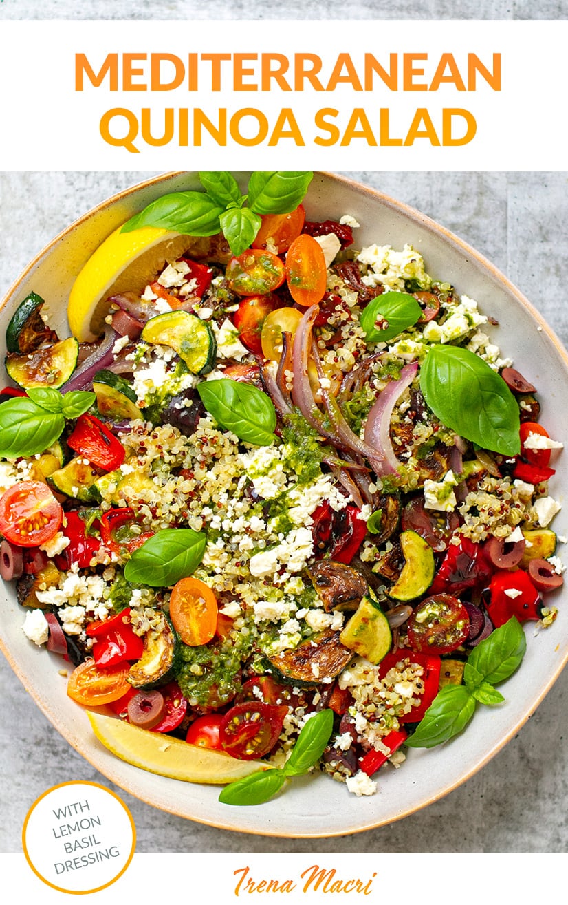 Salade de quinoa méditerranéenne avec vinaigrette citron basilic
