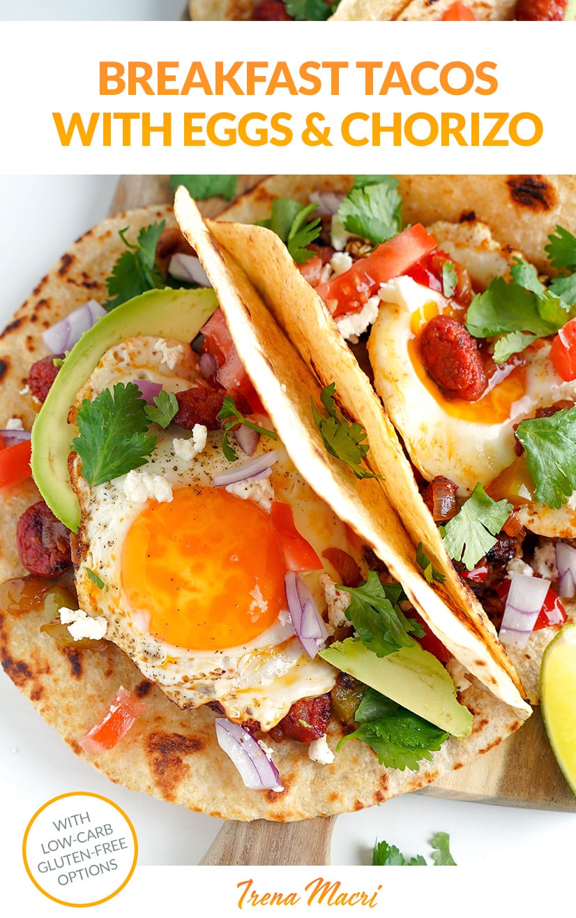 Tacos De Desayuno Con Huevos Y Chorizo ​​(Con Tortillas Bajas En Carbohidratos)
