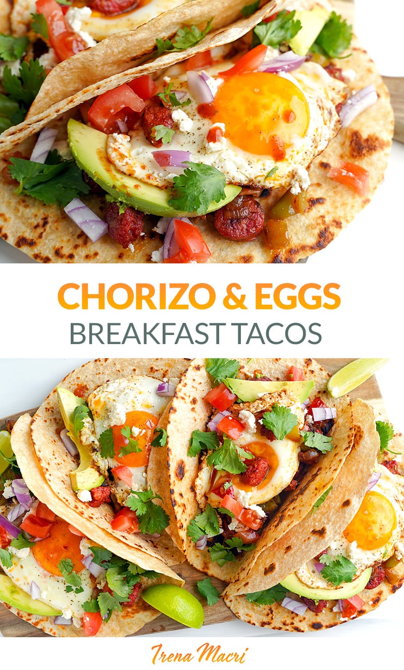 Tacos de desayuno con chorizo ​​y huevos