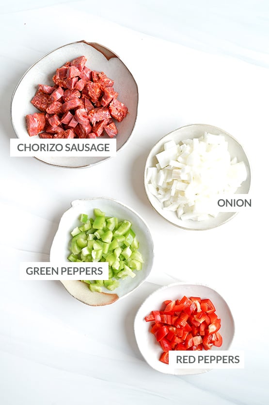 Chorizo ​​​​ve yumurta tacos için malzemeler