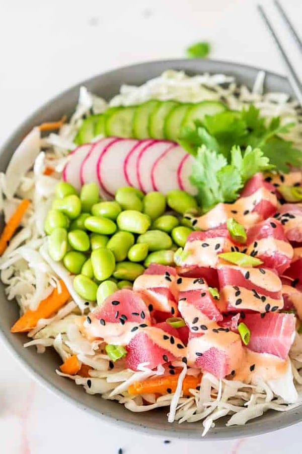 Keto Tuna Poke Bowl