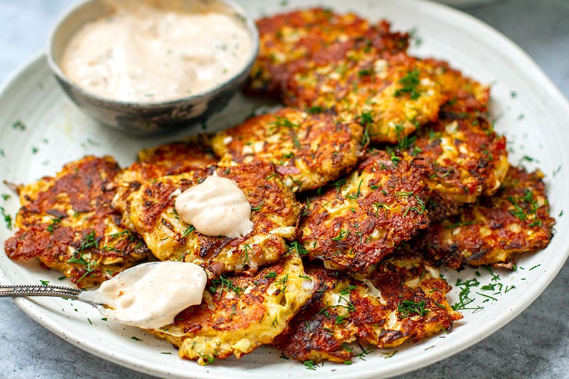 Cabbage patties with tuna and cheese recipe