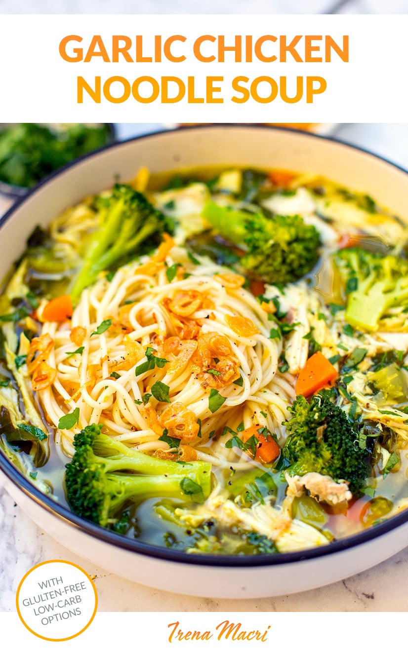 Garlic Chicken Noodle Soup (Quick Easy Recipe)
