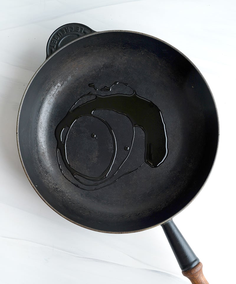 Heating up a cast iron pan with some oil