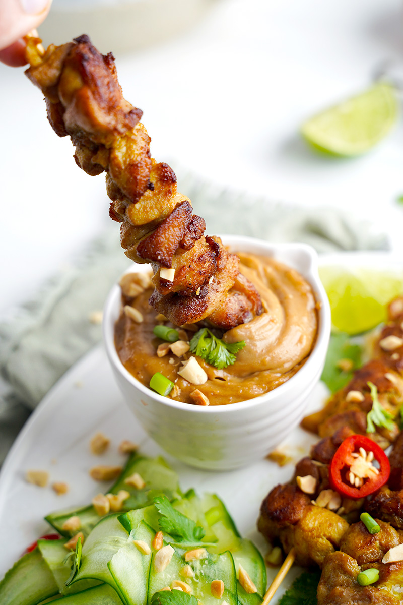 Chicken Satay With Keto Peanut Sauce Recipe