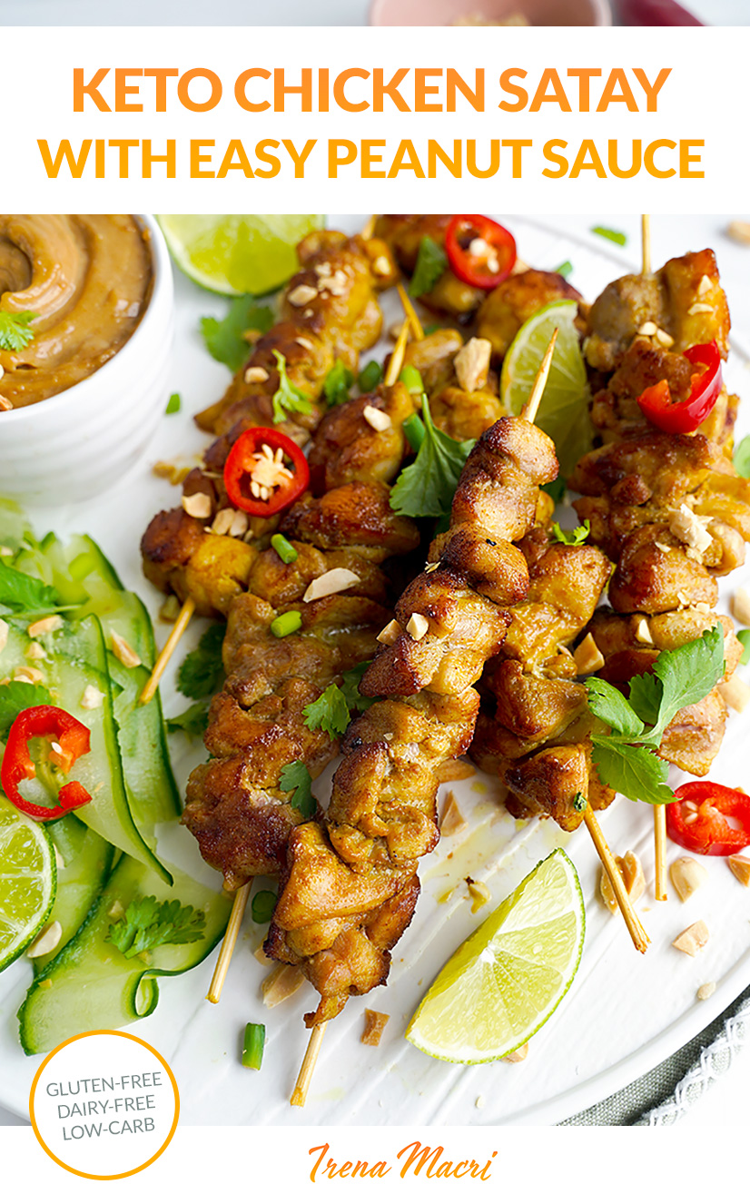 Chicken Satay Skewers With Peanut Sauce (Keto, Low-Carb)