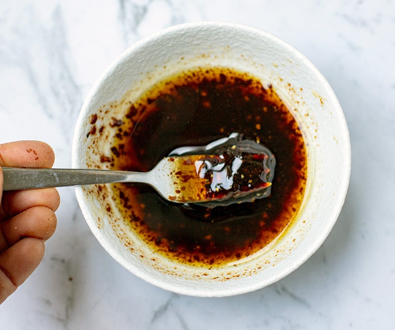 Aged balsamic dressing in a bowl
